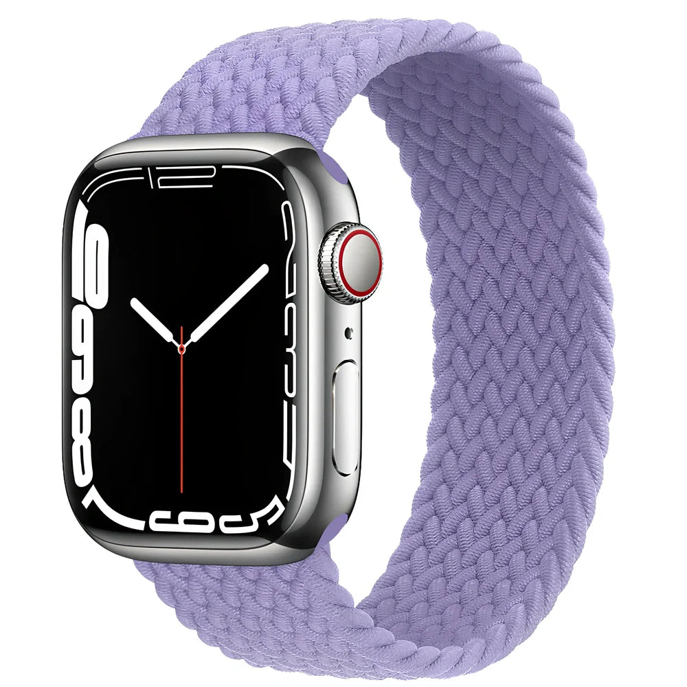 Elastic nylon braided watch strap in British lavender for Apple Watch, 38/40/41mm size with 120mm length fitting 130-140mm wrists