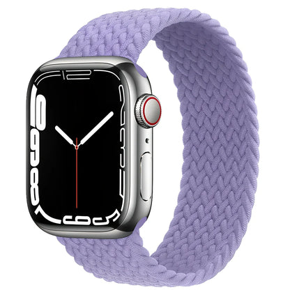 Elastic nylon braided watch strap in British lavender for Apple Watch, 38/40/41mm size with 120mm length fitting 130-140mm wrists