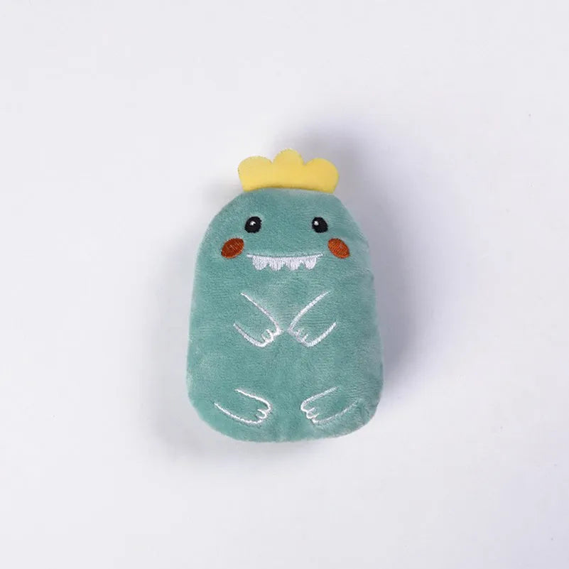 Interactive catnip plush toy with squeaker for chewing and play