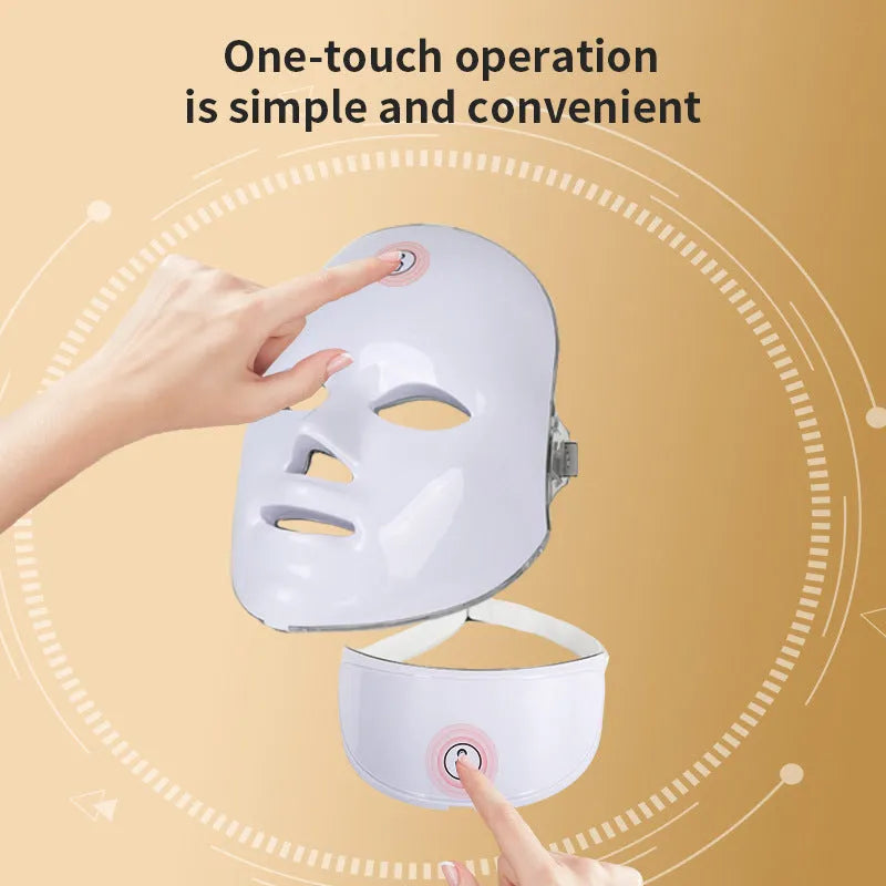 White rechargeable colourful LED facial beauty mask with USB charging for photon beauty skincare