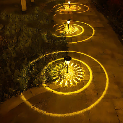 Black solar lawn light with polysilicon panel and IP55 waterproof rating for garden pathways