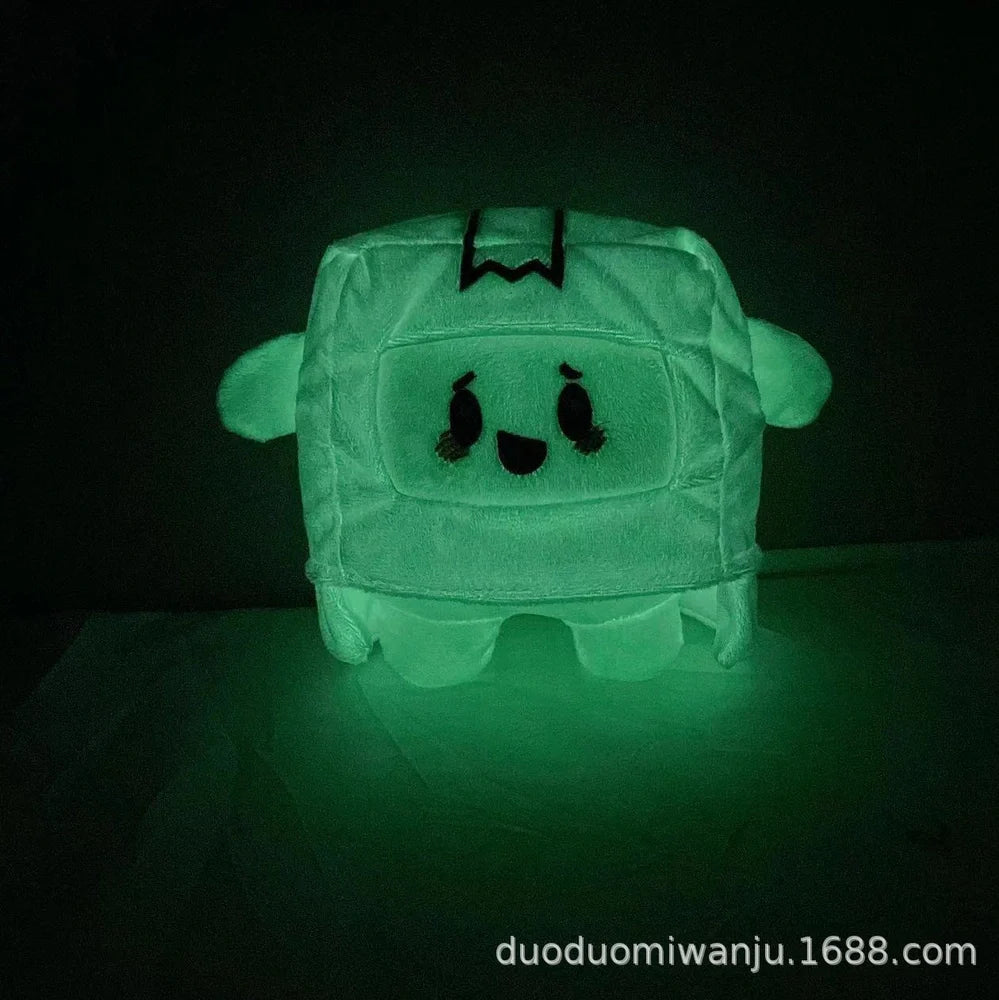 White Cloud Cat luminous ghost doll plush toy showing glow features with cotton texture, approximately 20-25cm height