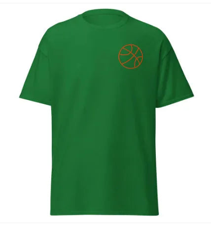 Men's maroon short-sleeved T-shirt with a ball pattern, made from thin polyester mesh fabric.
