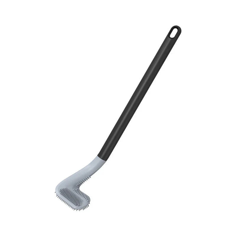 Wall-mounted toilet brush with flexible silicone bristles for easy, effective bathroom cleaning