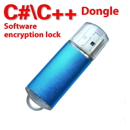 Software encryption lock C dongle USB key with metal shell in various colours showing 50mm length