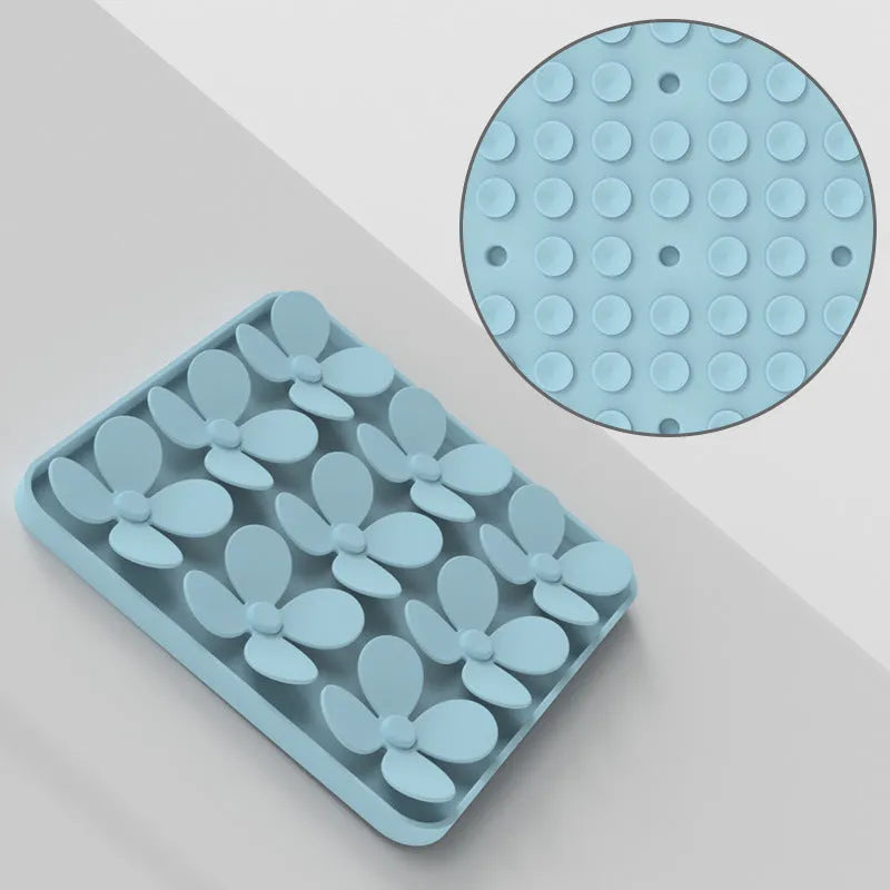 Washable silicone dog sniffing pad in green, blue, beige, or grey for pet treat-hiding play