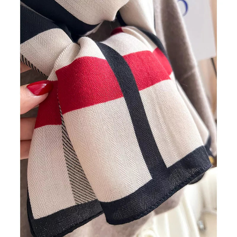 Winter scarf with unique tie-dye design in beige or khaki, 66 by 178 cm