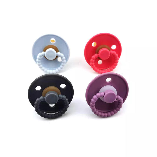 Natural latex pacifier for newborns with breast simulation design in dark gray