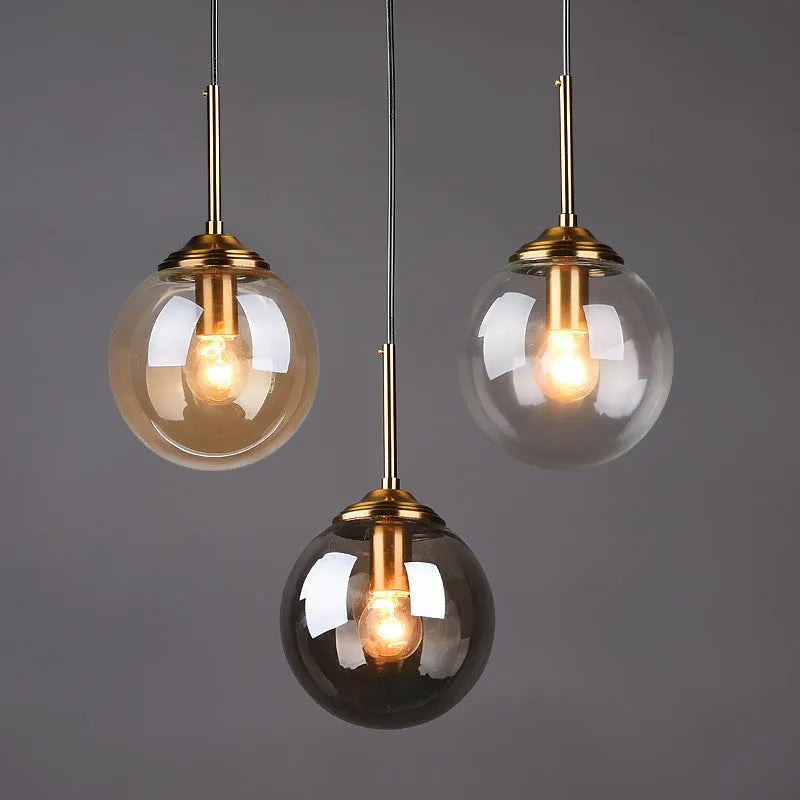 Simple modern round glass ball chandelier ceiling light in Nordic style