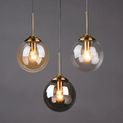 Simple modern round glass ball chandelier ceiling light in Nordic style