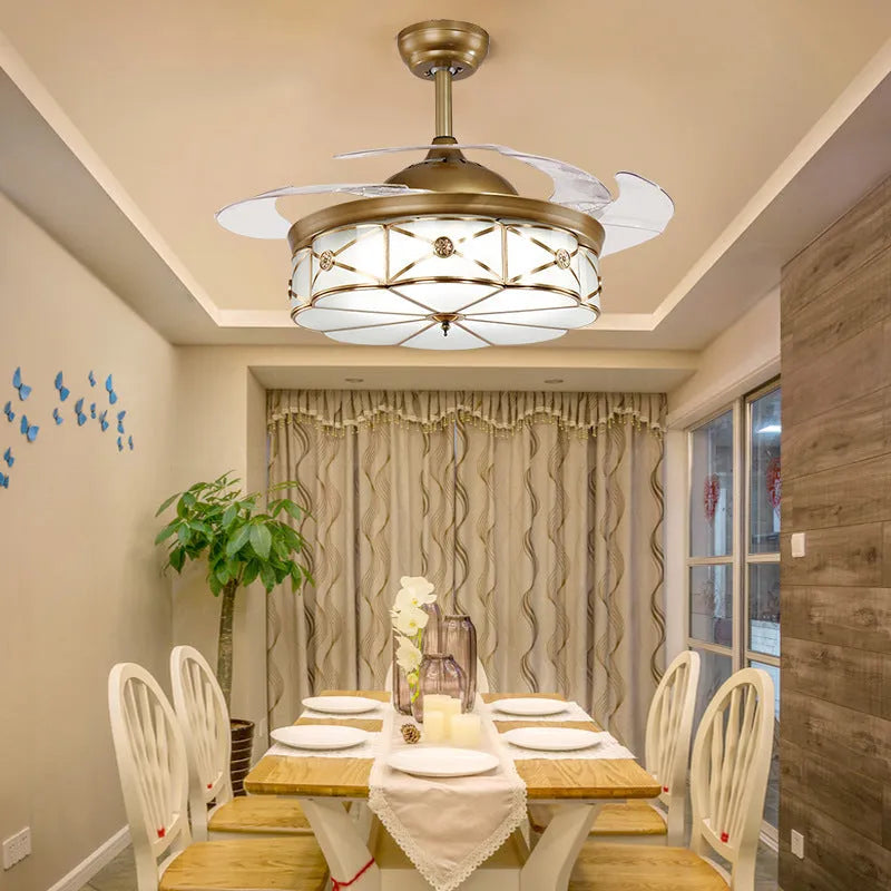 42-inch gold ceiling fan light with invisible blades and remote control