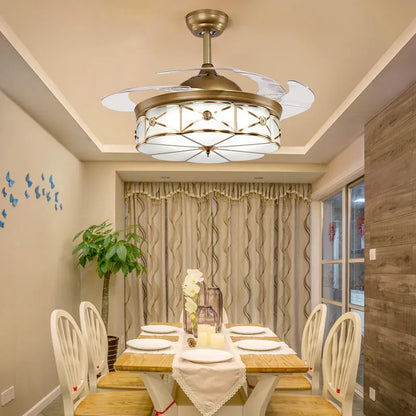 42-inch gold ceiling fan light with invisible blades and remote control