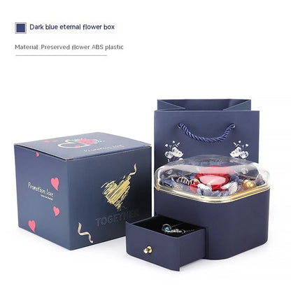 Valentine's Day Rose Flower Drawer Jewelry Box in various colors