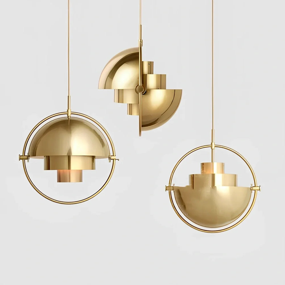 Half circle zinc alloy chandelier with LED light in gold finish for bedroom illumination