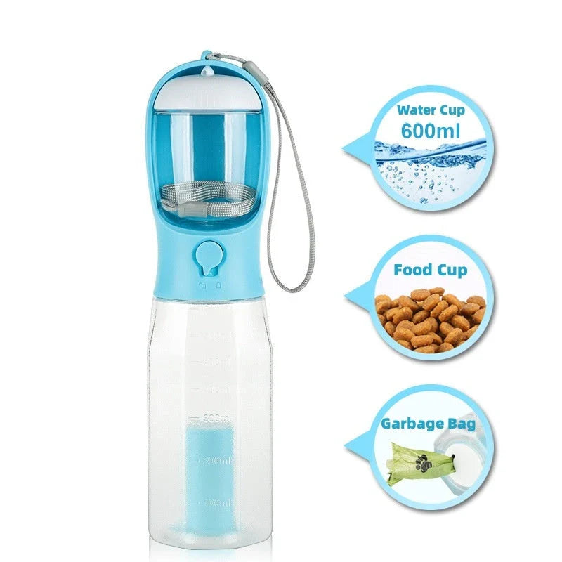 Hhomeenjoy Multifunctional Pet Water Bottle & Feeder with Poop Dispenser