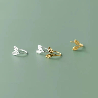 Handmade S925 sterling silver branch bud earrings in gold and white gold finishes.