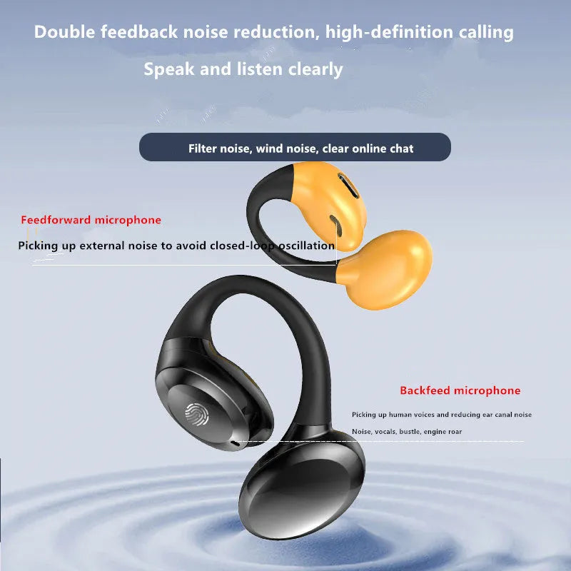 Bluetooth ear hook headset in black, white, orange, or air39, PC ABS, 10m range, Jerry chip.