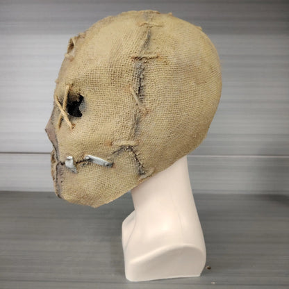 Latex Halloween horror mask with scar skull design measuring 31cm by 25cm for costume events