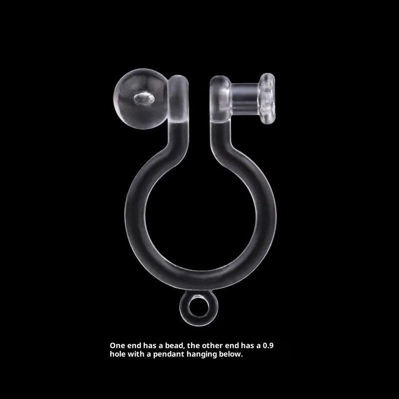 Transparent U-shaped plastic resin ear clip converter for stud earrings, unisex, single piece