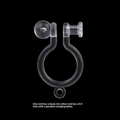 Transparent U-shaped plastic resin ear clip converter for stud earrings, unisex, single piece