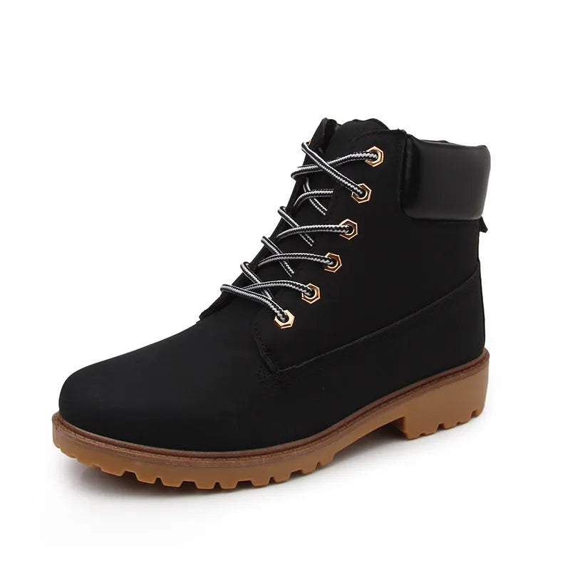 Men's pink high-top Martin boots with velvet lining and flat bottom design