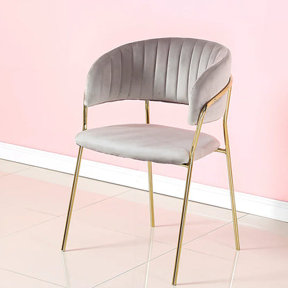 Velvet dining chair in bean paste colour with metal frame, dimensions 53x48x78cm, stable seating option