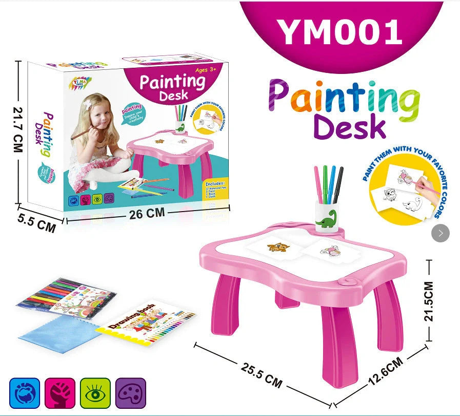 Children's Projection Drawing Board Doodle with music function and magnetic artboard in blue and pink