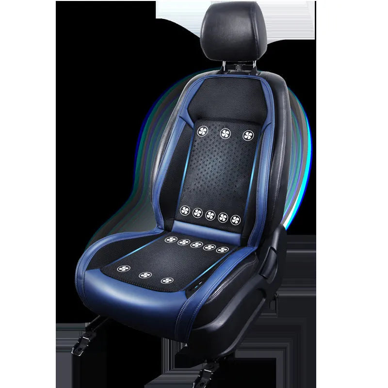 HL-21 black car seat cooling pad with power cable on a car seat