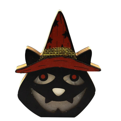 Plywood wooden pumpkin lamp ornament in JM01442 style, 15-20 cm tall Halloween decor with carved details