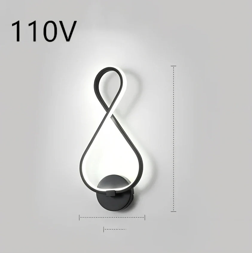 Nordic minimalist LED wall lamp in black with silicone shade, 220V for bedroom bedside use, 30000-hour lifespan