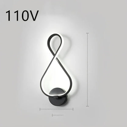 Nordic minimalist LED wall lamp in black with silicone shade, 220V for bedroom bedside use, 30000-hour lifespan