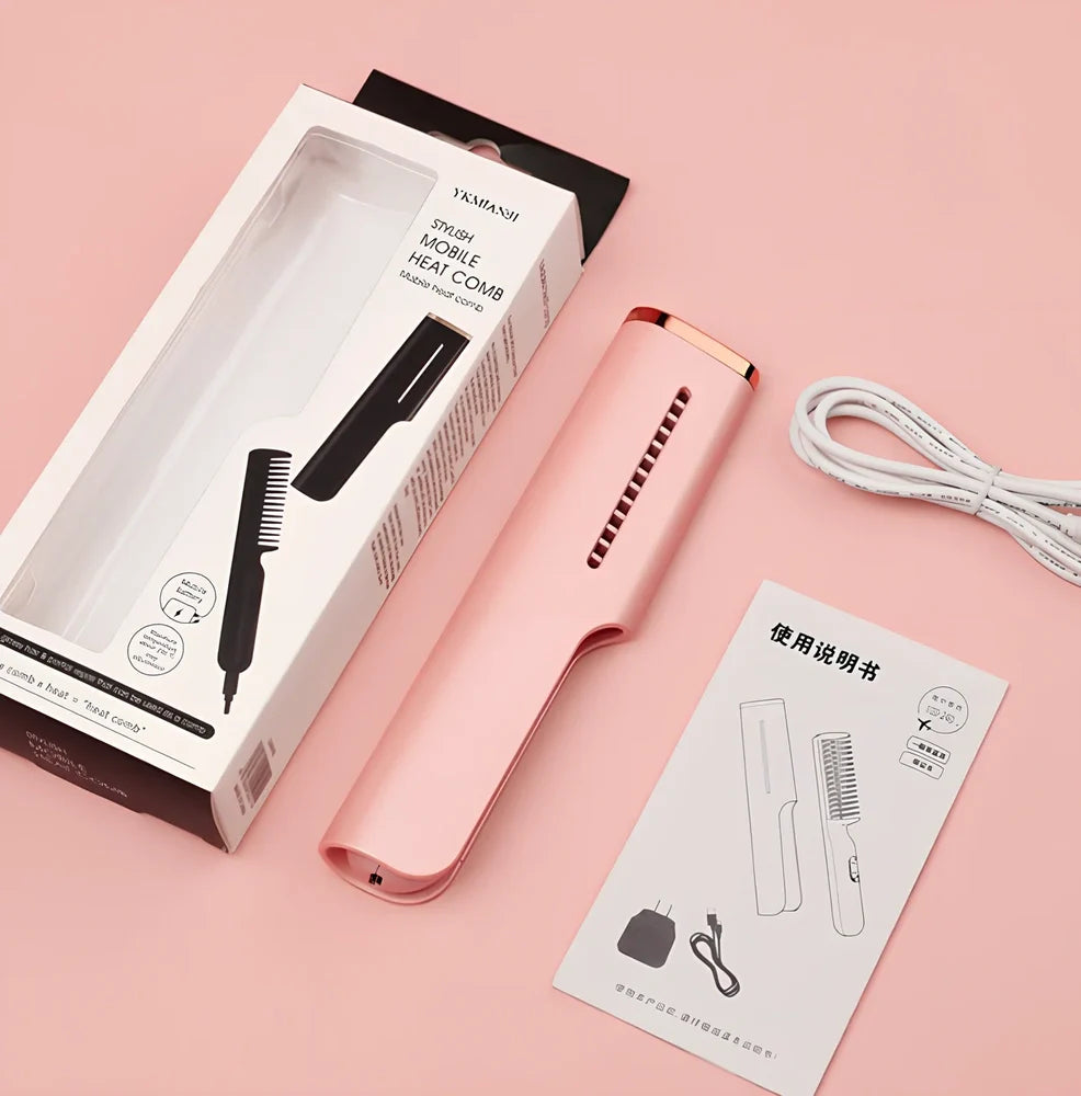 Wireless USB heating comb with 3D gradient colour and tourmaline ceramic conductor for dry hair