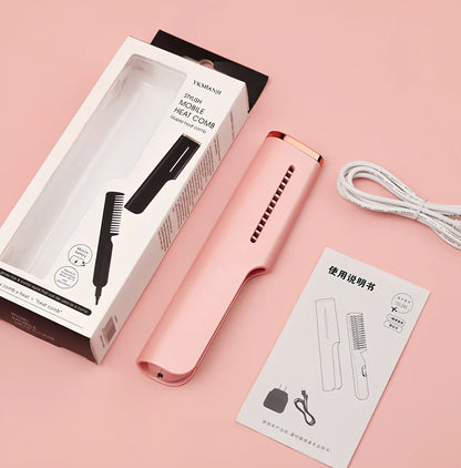 Wireless USB heating comb with 3D gradient colour and tourmaline ceramic conductor for dry hair