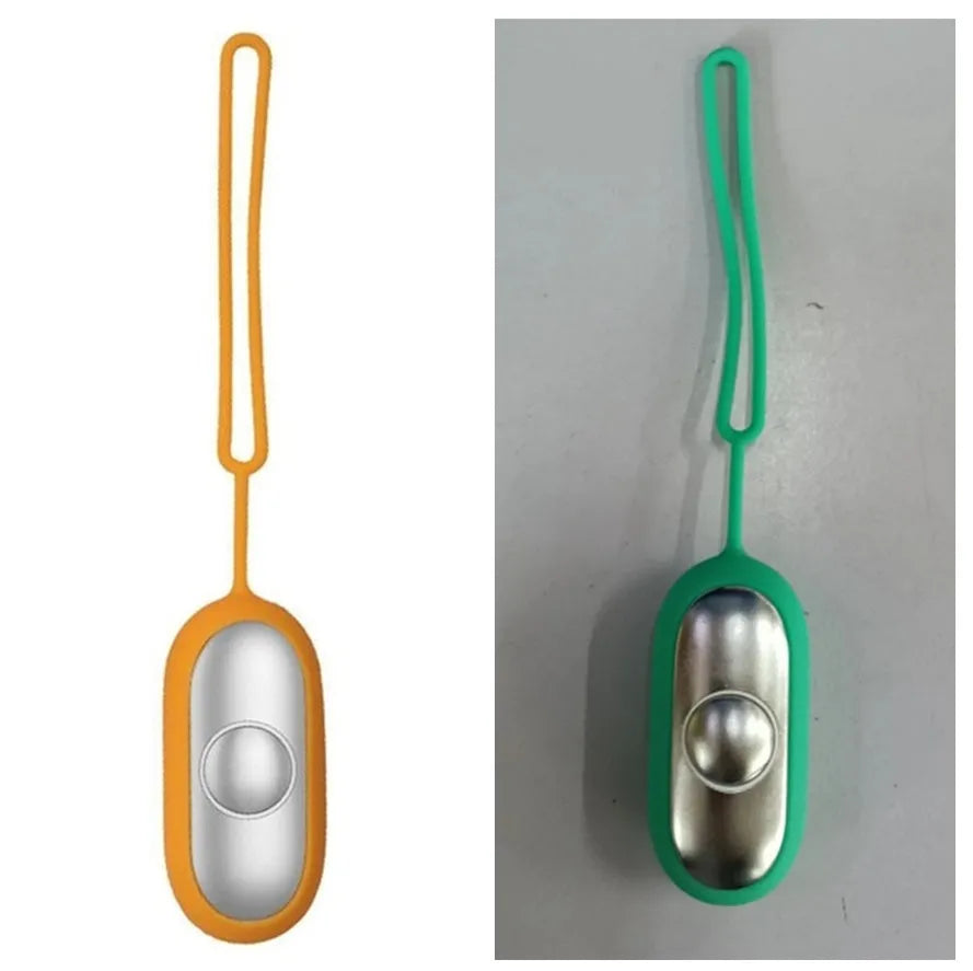 Hand-held micro-current sleep aid device in grey, green, and orange colour options