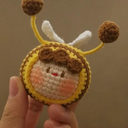 Handmade crocheted bee plush pendant for woolen dolls in soft material