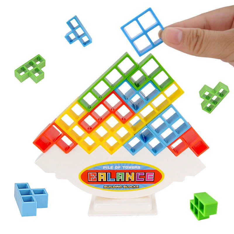 Colorful plastic stacking blocks for kids and adults, perfect for learning and family games