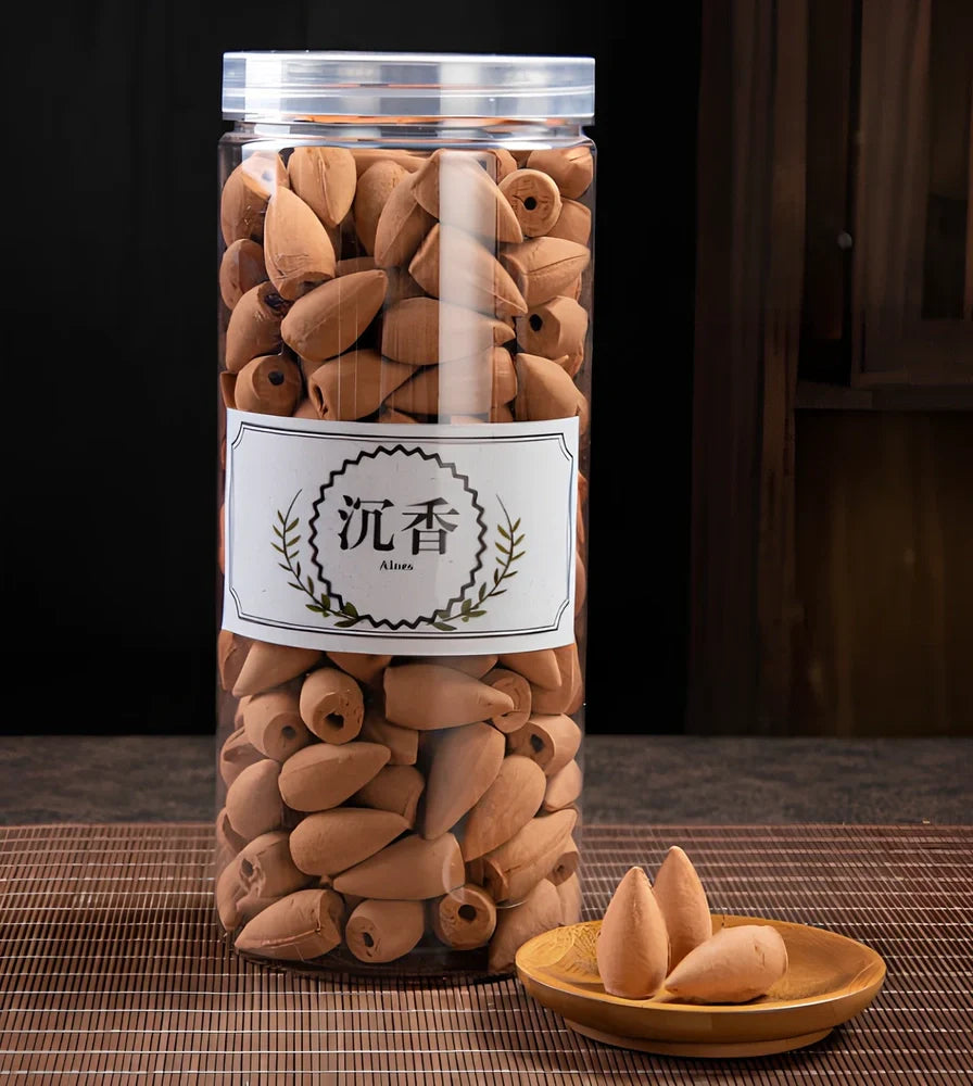 Handmade black glaze ceramic backflow incense burner tower, 10cm high with smoke waterfall effect