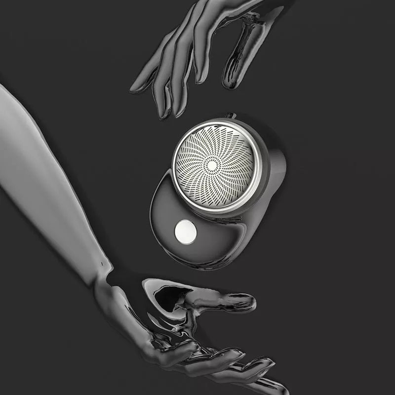 Portable Mini Electric Shaver in blue, silver, and black colors