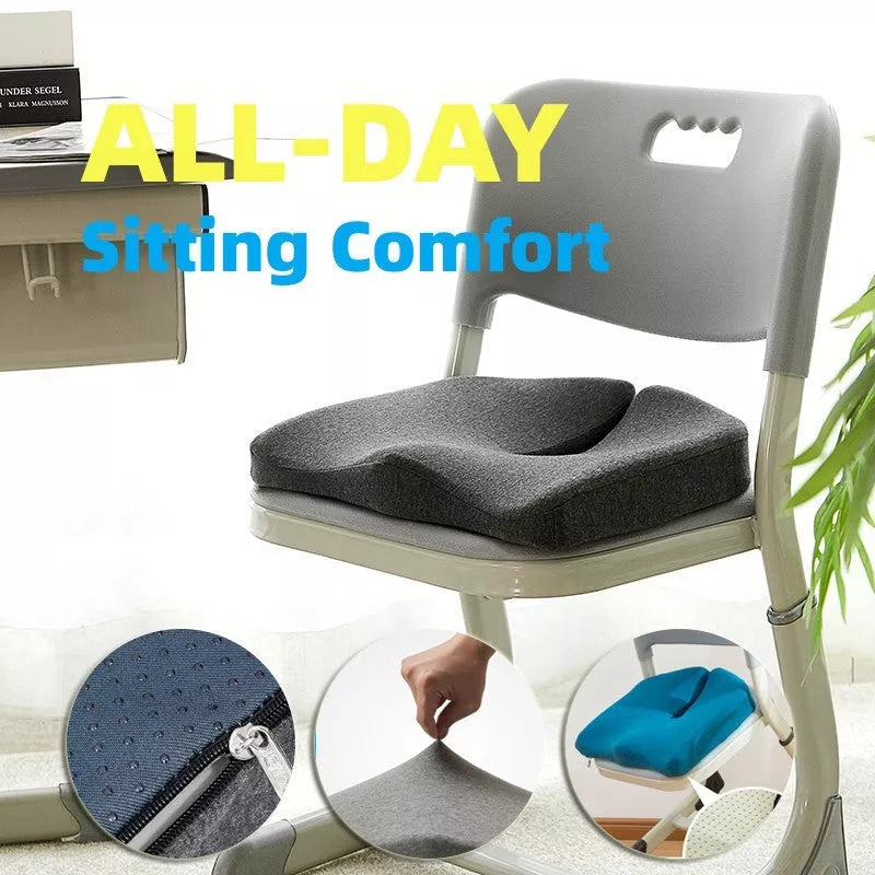 Memory foam seat cushion with non-slip bottom for office and car use