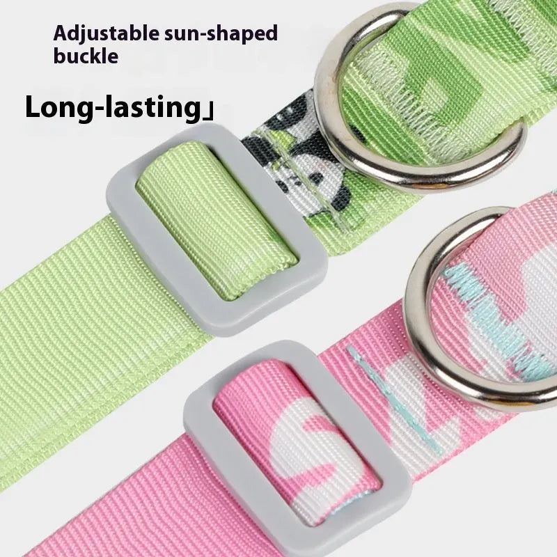 Adjustable nylon dog collar with cartoon gradient printing in gradient colour, suitable for dogs 2.00kg to 10.00kg