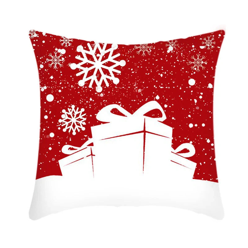 Elk Santa Claus plush cushion cover for festive holiday decor