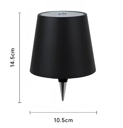 White cylindrical LED wine bottle table lamp with touch dimming and USB charging port
