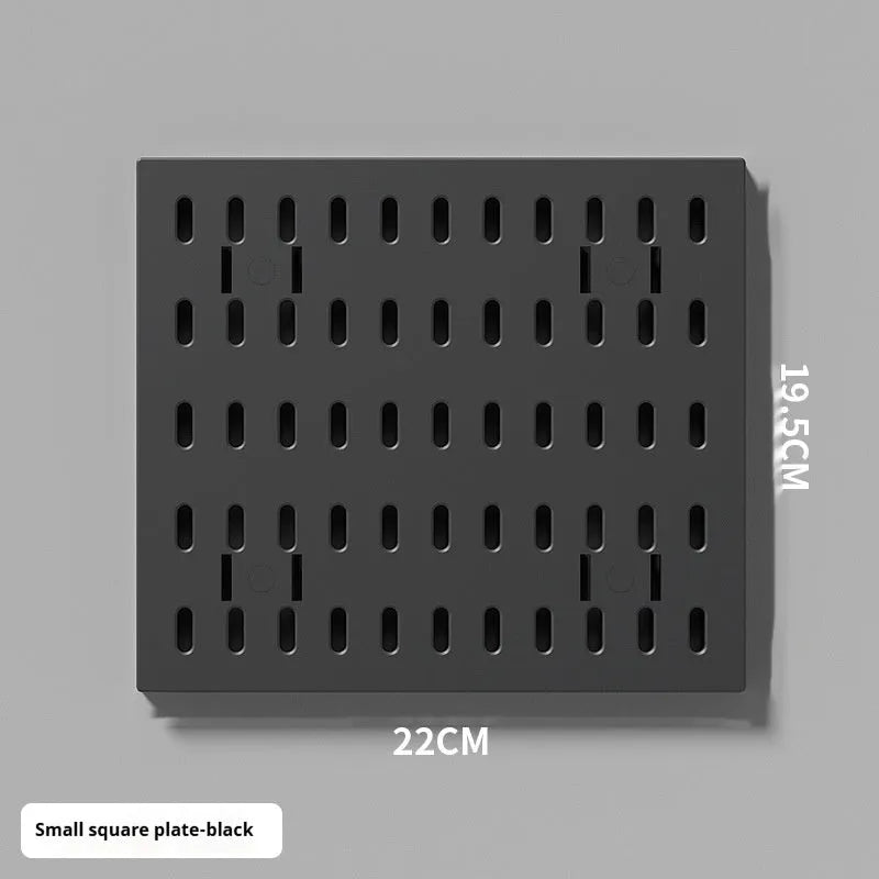 White and black punch-free wall storage rack with multiple size options for cable organisation