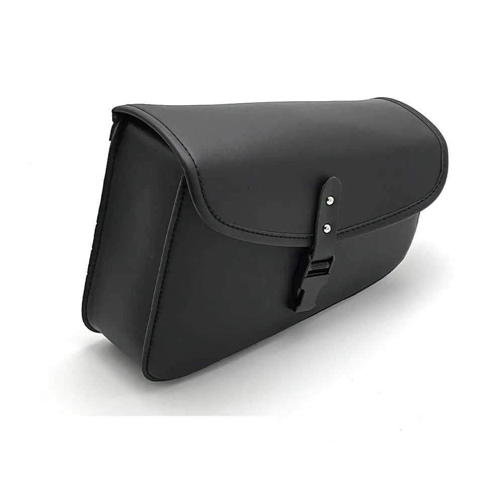 Black PU leather motorcycle swingarm side saddlebag for Harley Sportster with dimensions 30x24x20cm