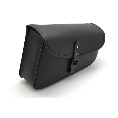 Black PU leather motorcycle swingarm side saddlebag for Harley Sportster with dimensions 30x24x20cm
