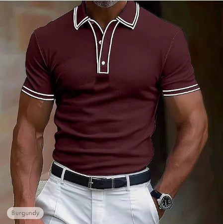 Men's loose-fit striped t-shirt in various colours with short sleeves for summer casual wear