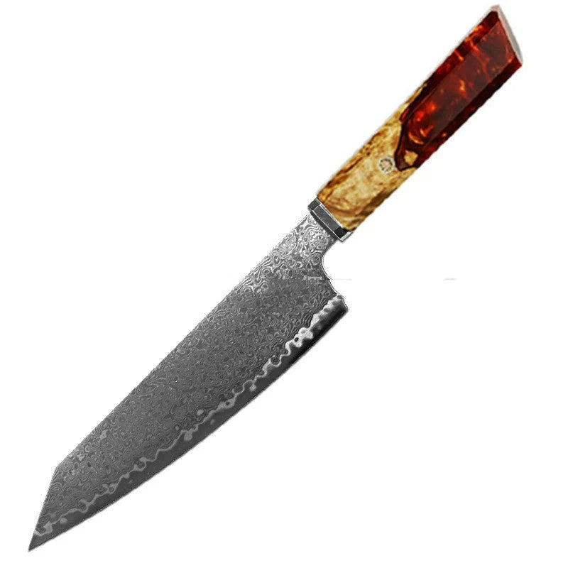 Damascus steel chef's knife for Japanese cuisine with 34.7cm blade