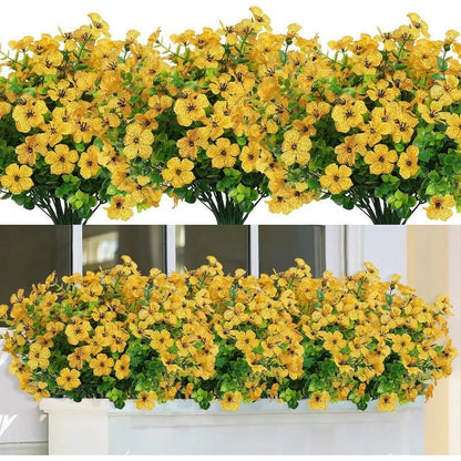 Artificial eucalyptus violet flower stem in plastic, available in seven colours for home and wedding decor