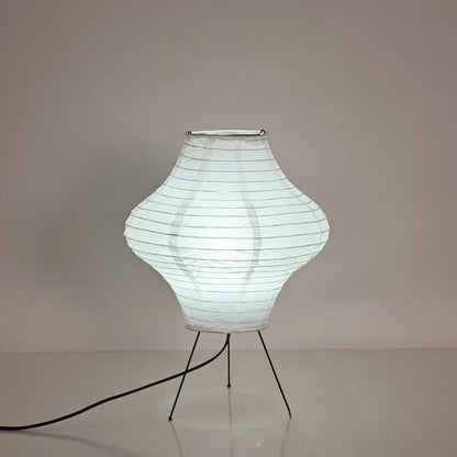 Japanese style table lamp with Xuan paper decorative shade showing three-colour LED lighting