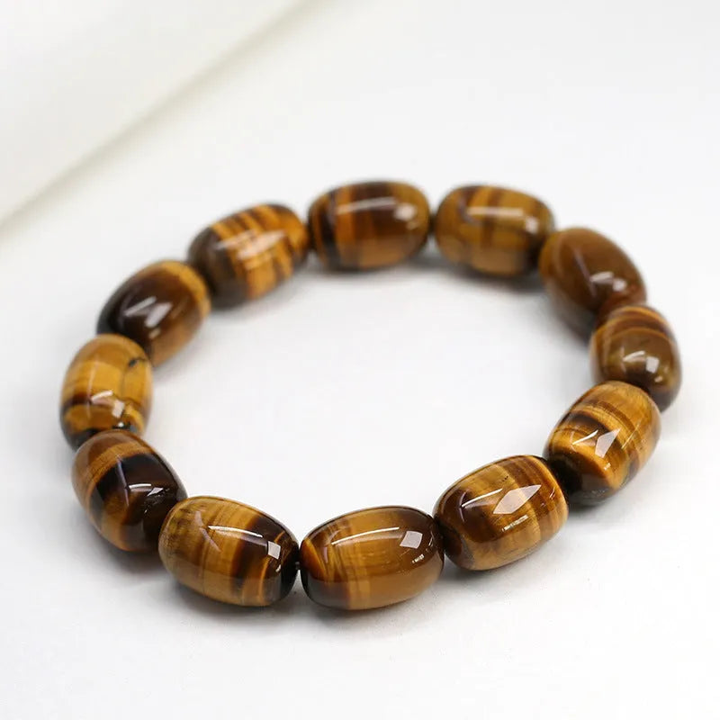 Natural Yellow Tiger Eye stone bracelet with ethnic style design and constellation patterning